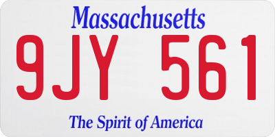 MA license plate 9JY561