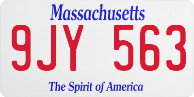 MA license plate 9JY563
