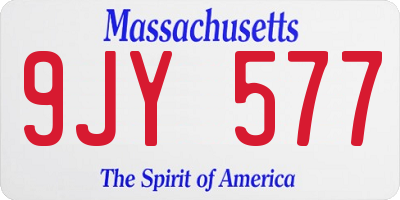 MA license plate 9JY577