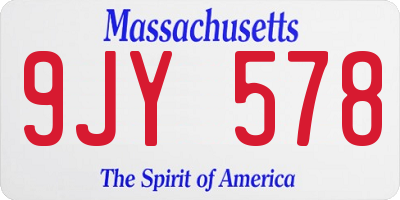 MA license plate 9JY578