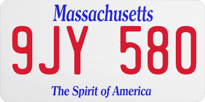 MA license plate 9JY580