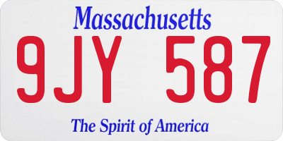 MA license plate 9JY587