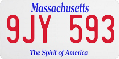 MA license plate 9JY593