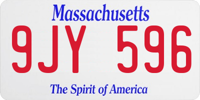 MA license plate 9JY596