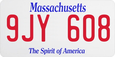 MA license plate 9JY608