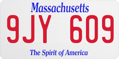 MA license plate 9JY609