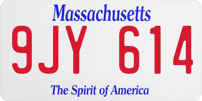 MA license plate 9JY614