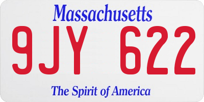 MA license plate 9JY622