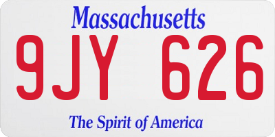 MA license plate 9JY626