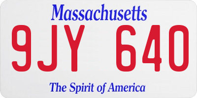 MA license plate 9JY640