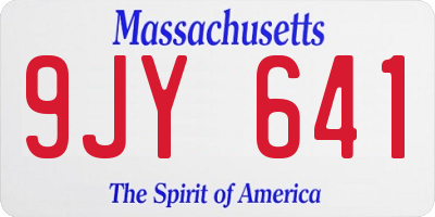 MA license plate 9JY641