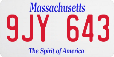 MA license plate 9JY643