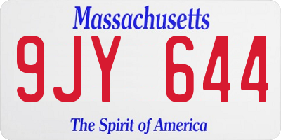 MA license plate 9JY644
