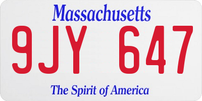 MA license plate 9JY647