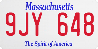 MA license plate 9JY648