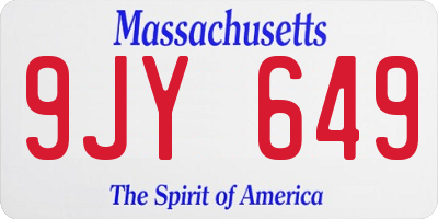MA license plate 9JY649