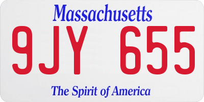 MA license plate 9JY655