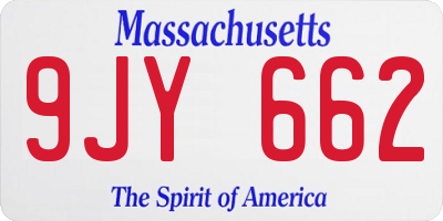 MA license plate 9JY662