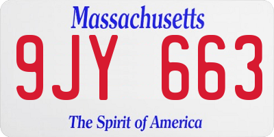 MA license plate 9JY663
