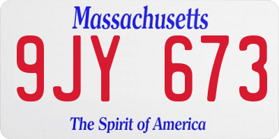 MA license plate 9JY673