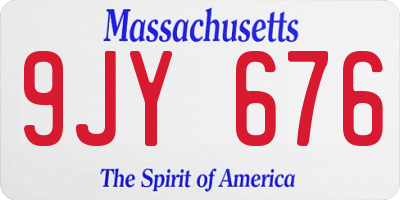 MA license plate 9JY676