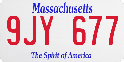 MA license plate 9JY677