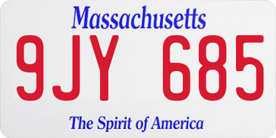 MA license plate 9JY685
