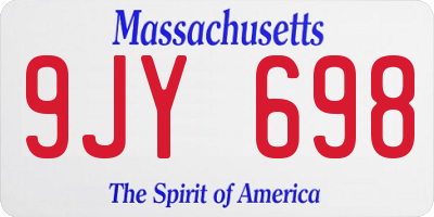 MA license plate 9JY698