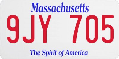 MA license plate 9JY705