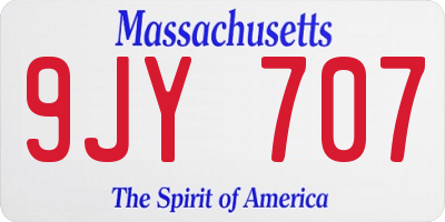 MA license plate 9JY707