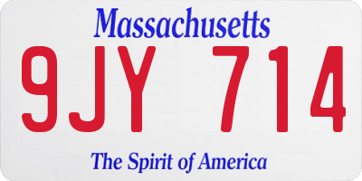 MA license plate 9JY714