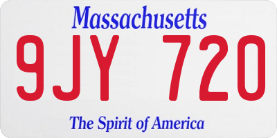 MA license plate 9JY720