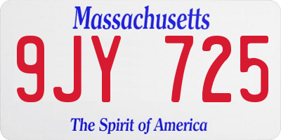 MA license plate 9JY725