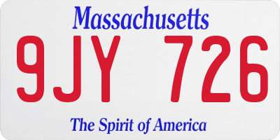MA license plate 9JY726