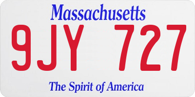 MA license plate 9JY727
