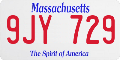 MA license plate 9JY729