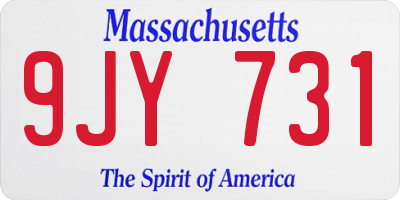 MA license plate 9JY731