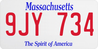 MA license plate 9JY734