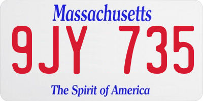 MA license plate 9JY735