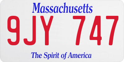 MA license plate 9JY747