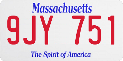 MA license plate 9JY751