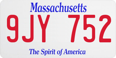 MA license plate 9JY752