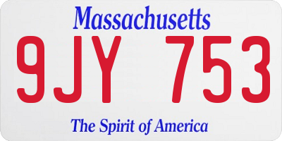 MA license plate 9JY753