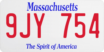 MA license plate 9JY754