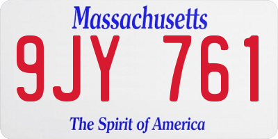 MA license plate 9JY761