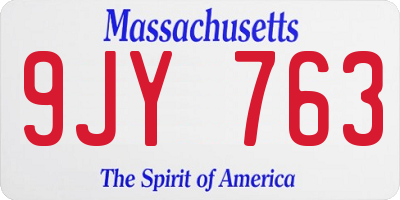 MA license plate 9JY763