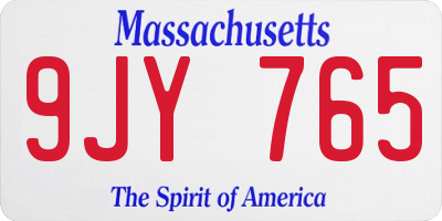 MA license plate 9JY765
