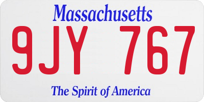 MA license plate 9JY767