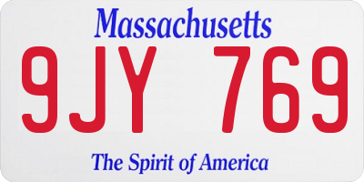 MA license plate 9JY769