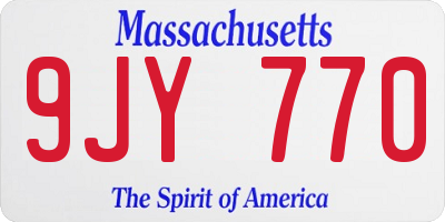 MA license plate 9JY770